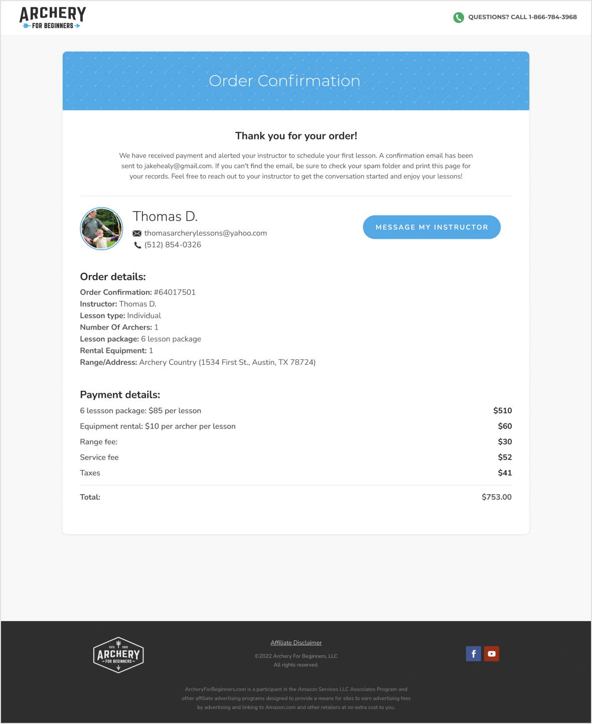 Purchase confirmation